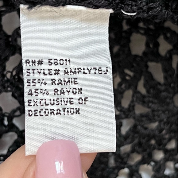 Black Crochet Open-Front Cardigan - Picture 5 of 6